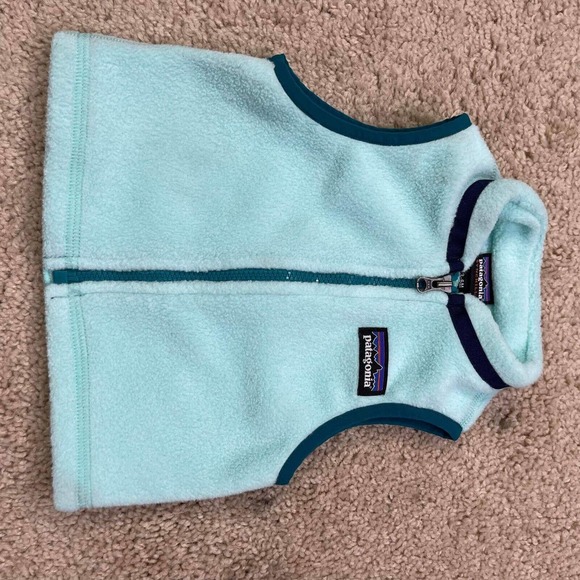 Patagonia Synchilla Baby Full Zip Size 3-6 Month light blue Fleece Vest - Picture 6 of 10
